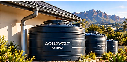 Aquavolt Africa tank setup related to Rainwater Harvesting Guide